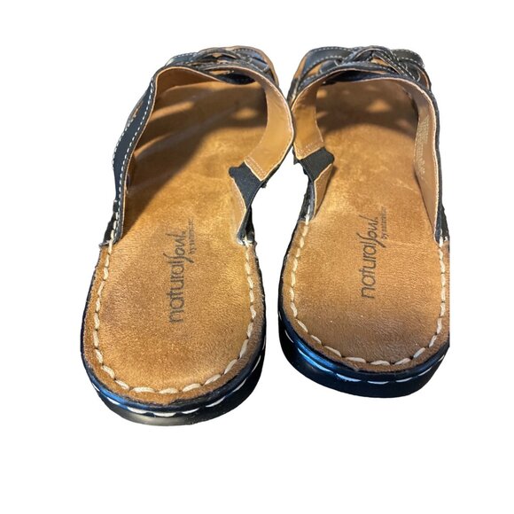 Natural Soul By Naturalizer Black Leather Slide Sandals Size 8M Chatman - Picture 3 of 6